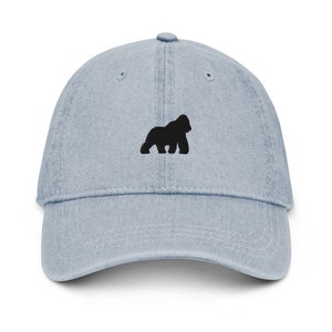 Gorilla hat, embroidered unisex denim hat,  gorilla gifts, gorilla 2.