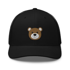 Teddy bear trucker hat, embroidered unisex trucker hat for adults, teddy bear gifts, mesh hat.