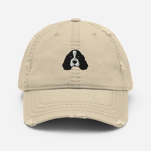 Springer spaniel hat, embroidered unisex Distressed Dad Hat, Springer spaniel gift, Springer spaniel dog mom dad hat.