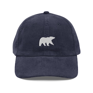 Grizzly bear hat, grizzly bear hats for men, for women, embroidered unisex Corduroy hat.