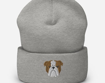 Bulldogmuts, geborduurde uniseks muts, muts bulldog, muts bulldog moeder vader, kerstcadeaus bulldog.