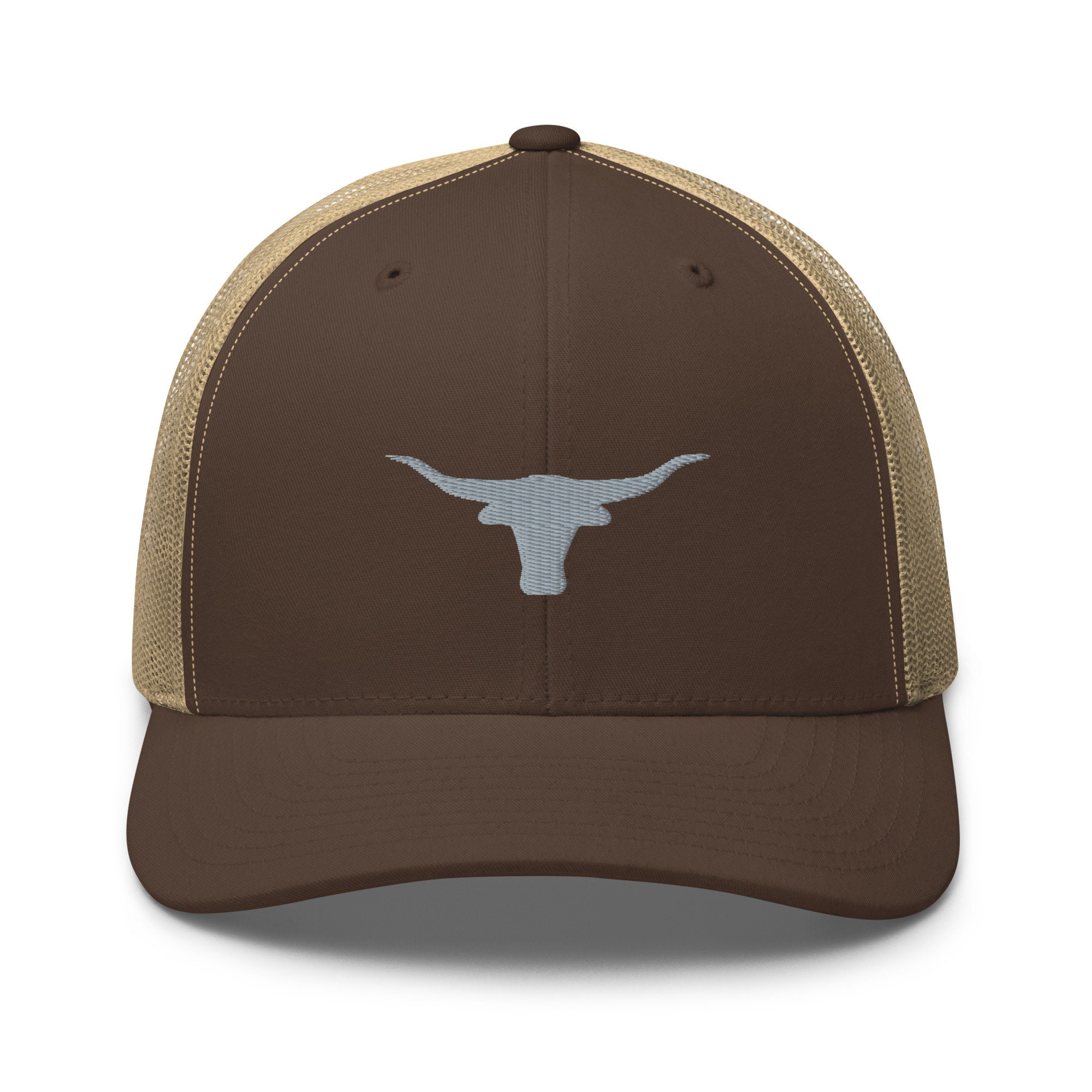 Longhorn Bull Head Trucker Hat, Embroidered Unisex Hat 