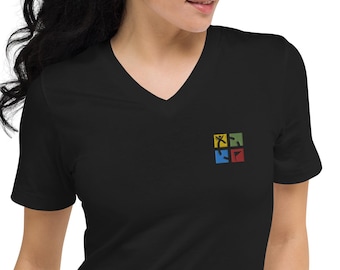Custom v neck shirt, embroidered Unisex Short Sleeve V-Neck T-Shirt, personalized shirt, birthday, Christmas gifts.