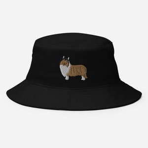 Rough Collie Bucket Hut, Collie Hut, Rough Collie Hut, Gestickter Unisex Bucket Hut, Rough Collie Mom Dad Hut.