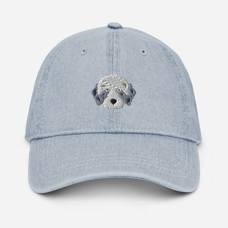 Aussiedoodle hat, embroidered aussiedoodle hat, aussiedoodle gift, unisex Denim Hat, dog mom dog dad hat. image 2