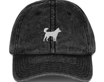 Korean Jindo hat, embroidered unisex vintage hat, Korean Jindo dog gift.