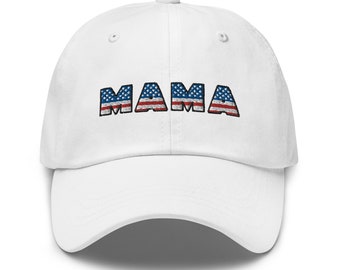 Gorro de mamá, gorro de mamá con bandera estadounidense bordada, gorros de mamá para mujer, militares, mamás primerizas, patriotas, regalos para el día de la madre.