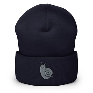 Snail Beanie, Embroidered Unisex Cuffed Beanie, Cute snail Beanie hat for Adults and Kids, one Size fits All.