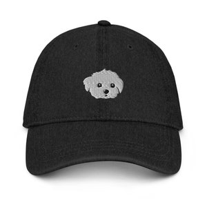 Cappello per cane maltese, cappello maltese bianco, cappello da baseball ricamato, regali per cani maltesi, mamma maltese, cappello per papà maltese, cappello di jeans