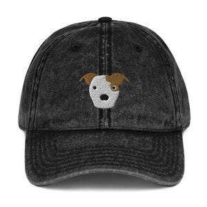 Pitbull hat, embroidered unisex vintage hat, pitbull gifts, dog lover hat, design 2, new vintage hat designs.