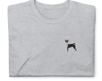 Basenji shirt, tri-color Basenji shirt, embroidered Short-Sleeve Unisex T-Shirt, Basenji gifts, birthday, Christmas gifts.
