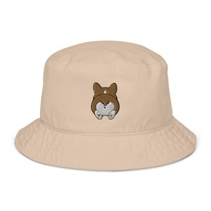 Sombrero de pescador Corgi, sombrero de pescador de algodón orgánico unisex bordado, sombrero Corgi, divertido sombrero de pescador con trasero de Corgi kawaii.