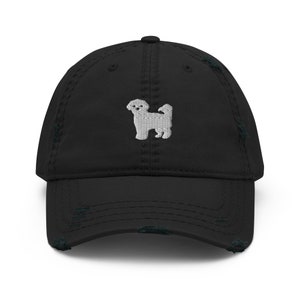 Cappello maltese bianco, cappello ricamato effetto used, regalo maltese, cappello maltese per mamma e papà, regalo per gli amanti maltesi.