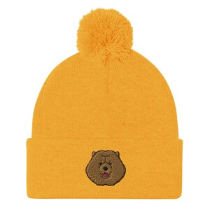Chow Chow Beanie, Embroidered Unisex Cuffed Beanie, Pom-Pom Beanie, Chow Chow Gifts.