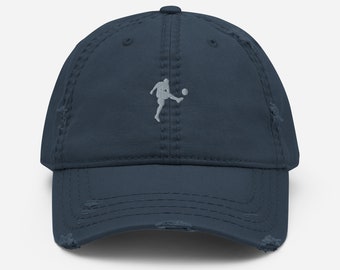 Soccer hat, embroidered unisex hat, soccer hats for men, soccer gift for men, design 3, Distressed Dad Hat