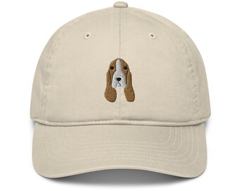 Men's Basset Hound Embroidered Dad Hat - 100% Washed Cotton Baseball Cap With Adjustable Strap - View #2