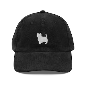 Corduroy west highland terrier hat, embroidered unisex corduroy hat, westie gifts.