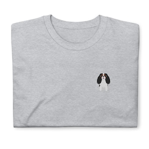 Tri-Color Cavalier King Charles Spaniel shirt, full color embroidered Short-Sleeve Unisex T-Shirt, Cavalier gifts.