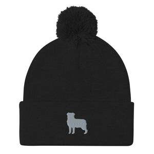Gorro de pastor australiano, gorro con pompón bordado, regalos australianos, bordado gris, diseño clásico.