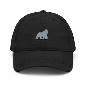 Gorilla hat, embroidered unisex distressed hat,  gorilla gifts, gorilla 2.
