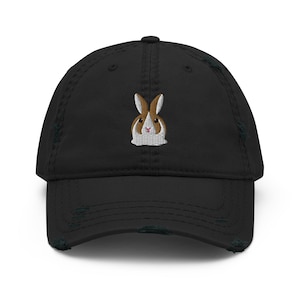 Dutch rabbit hat, embroidered distressed hat, dutch rabbit gift, dutch rabbit mom dad hat, birthday gift, Christmas gift.
