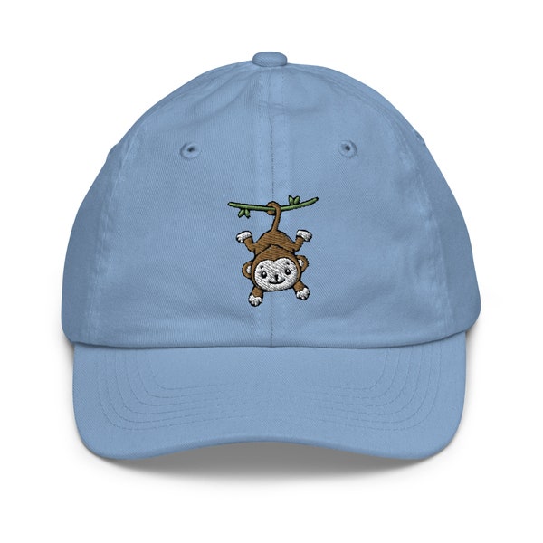 Monkey hat for kids, kawaii monkey hat, for kids 2-10 year old,  embroidered Youth baseball cap.