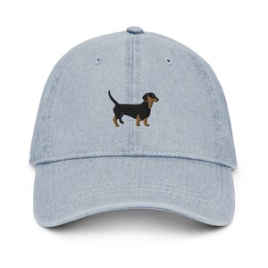 Dachshund hat, embroidered denim hat, dachshund dad, dachshund mom hat, wiener hat, dachshund gifts, Denim Hat.