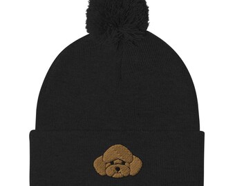 Gorro de caniche, gorro con pompón unisex bordado, gorro de caniche con corte de oso, regalos de caniche, gorro de mamá y papá caniche.
