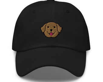 Golden retriever hat, golden retriever smiling, embroidered unisex baseball hat, golden mom, golden dad hat.