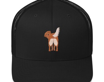 Golden retriever hat, full color embroidered golden butt unisex trucker  hat, funny golden retriever gifts, snapback hat.