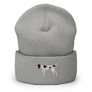 German shorthaired pointer beanie, tri-color embroidered unisex Cuffed Beanie, German shorthaired pointer gifts.