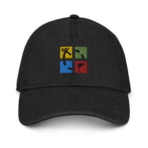 Geocaching Hat, embroidered unisex denim hat, Geocaching gifts, for team, coach, players, geocache hat.