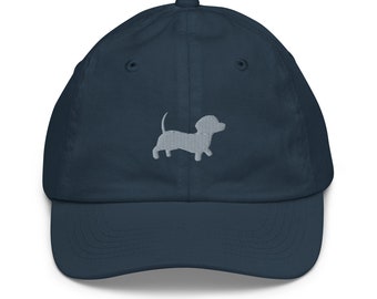 Dachshund Kids hat, Embroidered unisex Youth Baseball Cap, Dachshund Gifts, 2-10 year old.