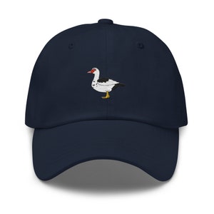 Muscovy duck hat, embroidered unisex dad hat,  muscovy duck gifts, full color embroidery.