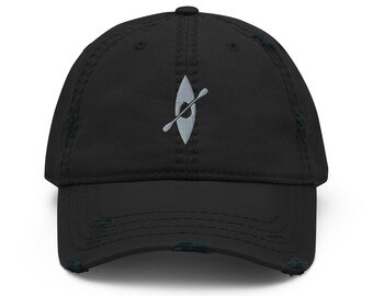 Cappello da kayak, cappello da kayak, per uomo e donna, cappello unisex ricamato effetto used, regali per kayak, ricamo grigio.