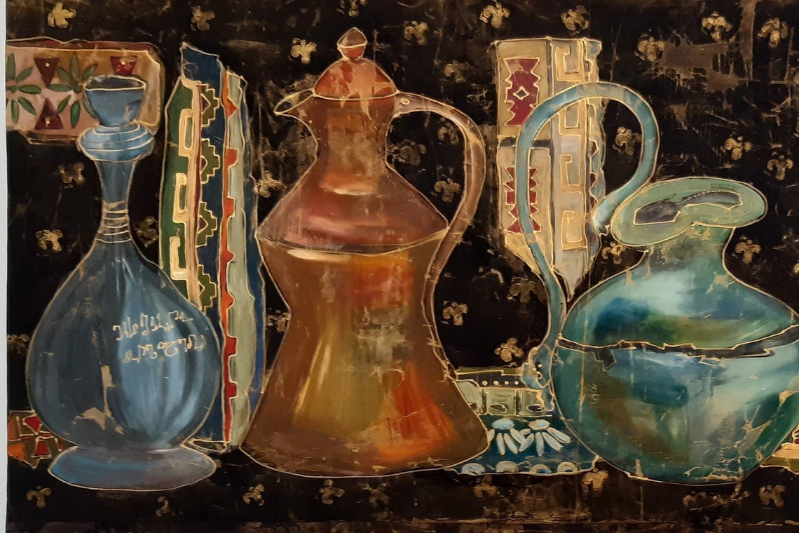 Ancient Jugs II original painting for wall & decor made on Etsy