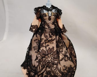 Dollhouse Miniature Victorian Dress on Stand
