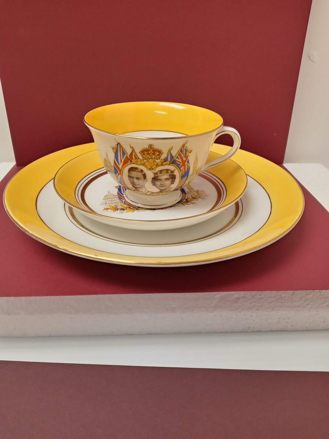 Vintage Commemorative King George VI Queen Elizabeth 3 Piece Set Visit ...