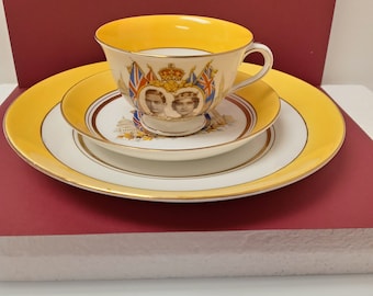 Vintage Commemorative King George VI Queen Elizabeth 3 Piece Set Visit Canada USA 1939