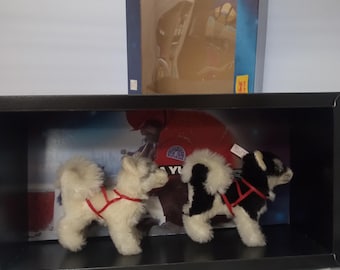 Steiff Black/White and White Husky Dogs 2 Piece Set