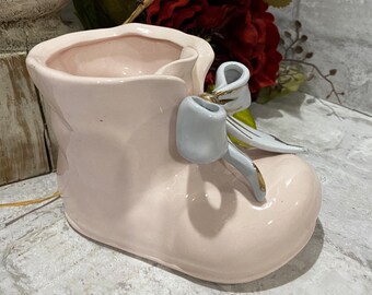 Pink and Blue Baby Bootie Planter by Napco Japan*il2284*heavy