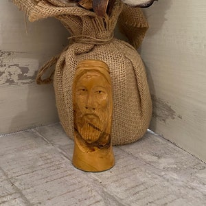Vintage Small Carved Olive Wood Jesus Statue Religious Figurine*Please read the full description