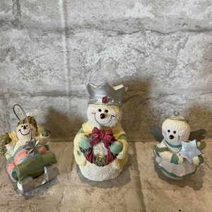 Resin Snowman Character Nativity Pieces*King*Angel*Baby*Great Project Pieces*Set of 3*Small*Please read the full description