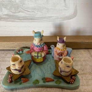 Vintage Tiny/Miniature Toy Bunny Tea Party Set*Please read the full description