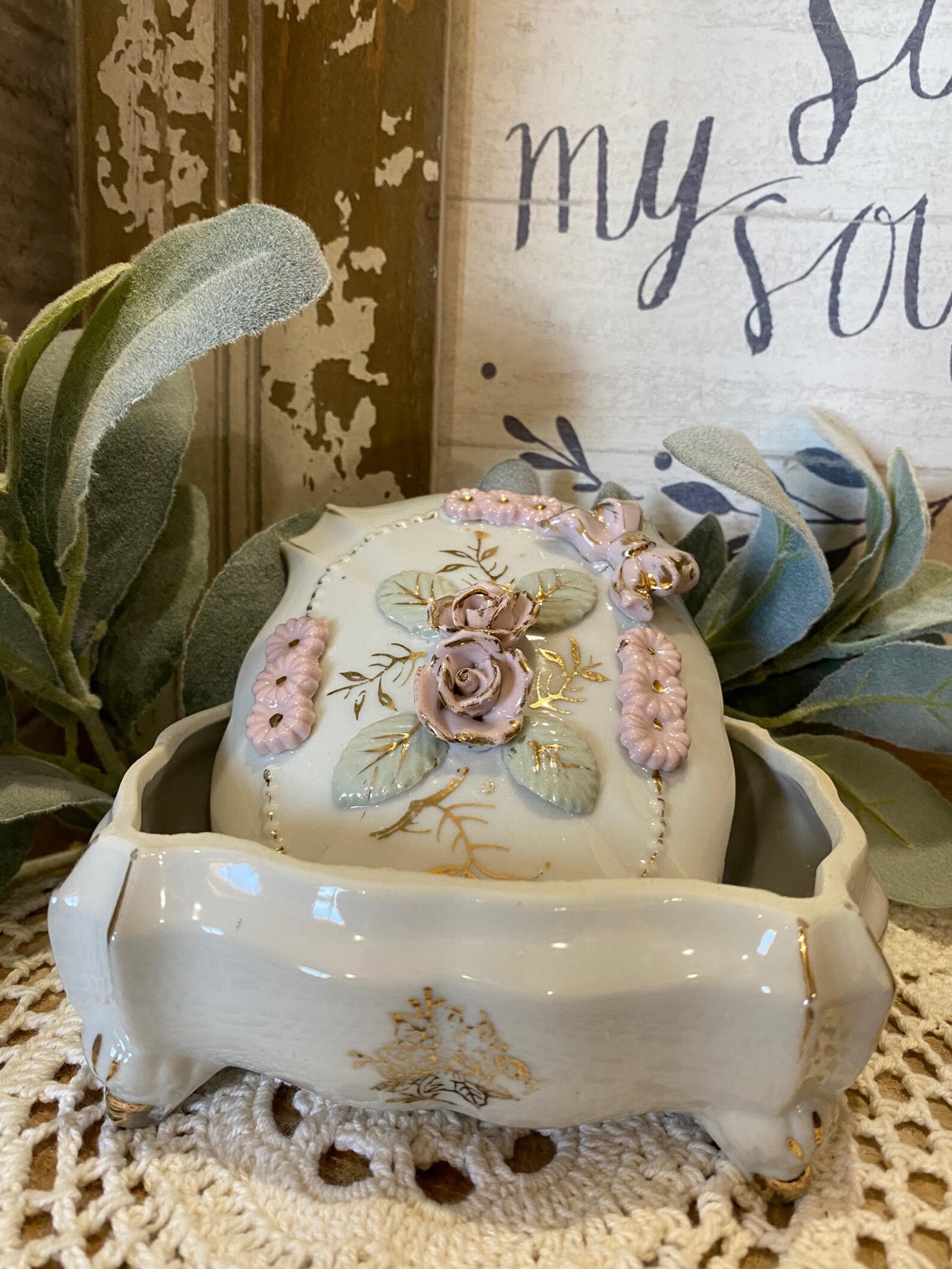 Vintage Hand Painted Betson Porcelain Trinket or Jewelry Box Etsy