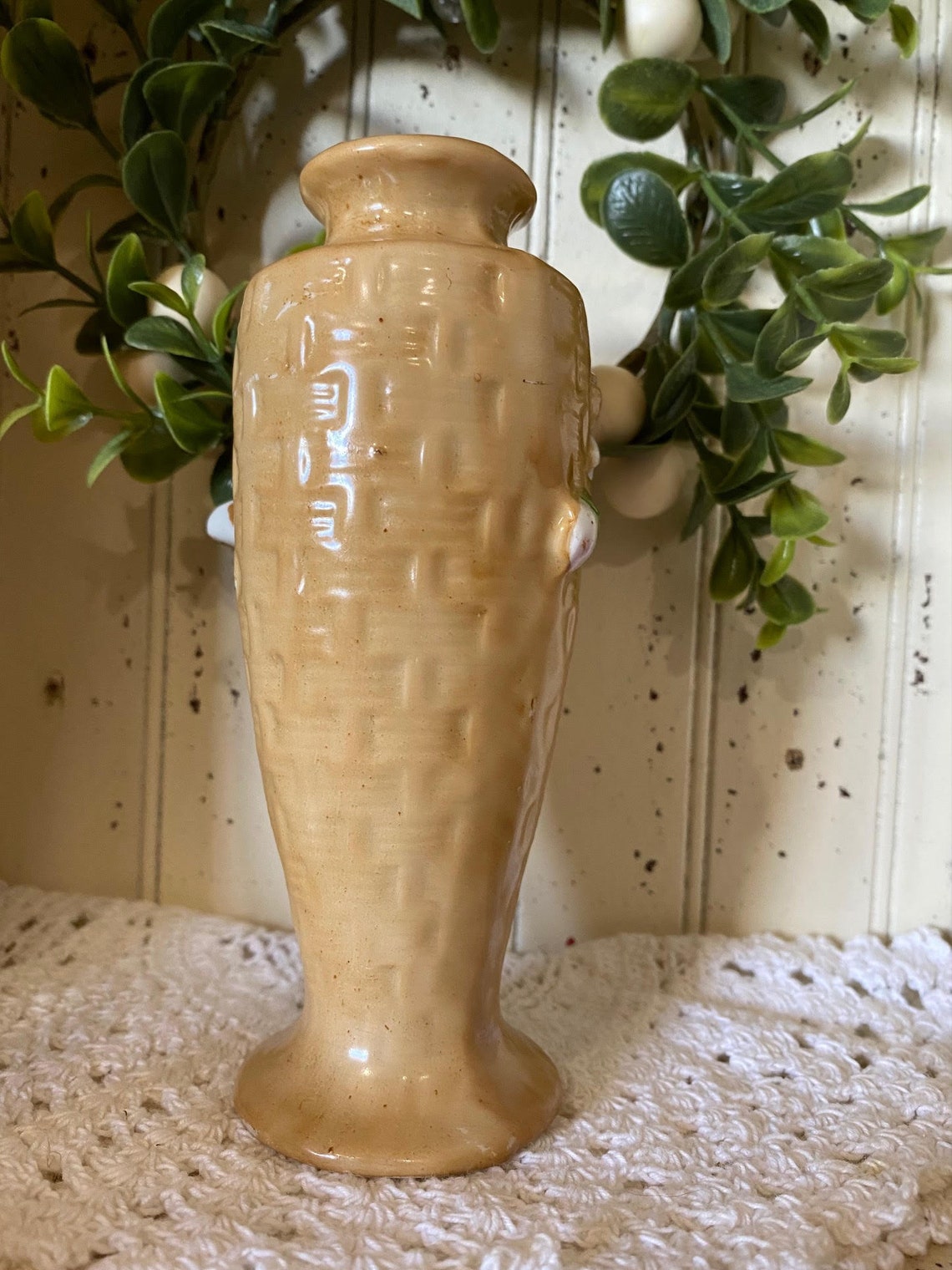 Vintage Small Basket Weave Bud Vase With Raised Bird And Etsy