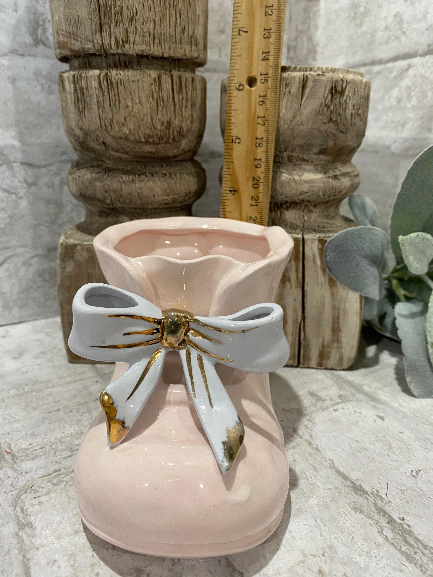 レトロポプ子 Pink and Blue Baby Bootie Planter by Napco Japan*il2284*heavy