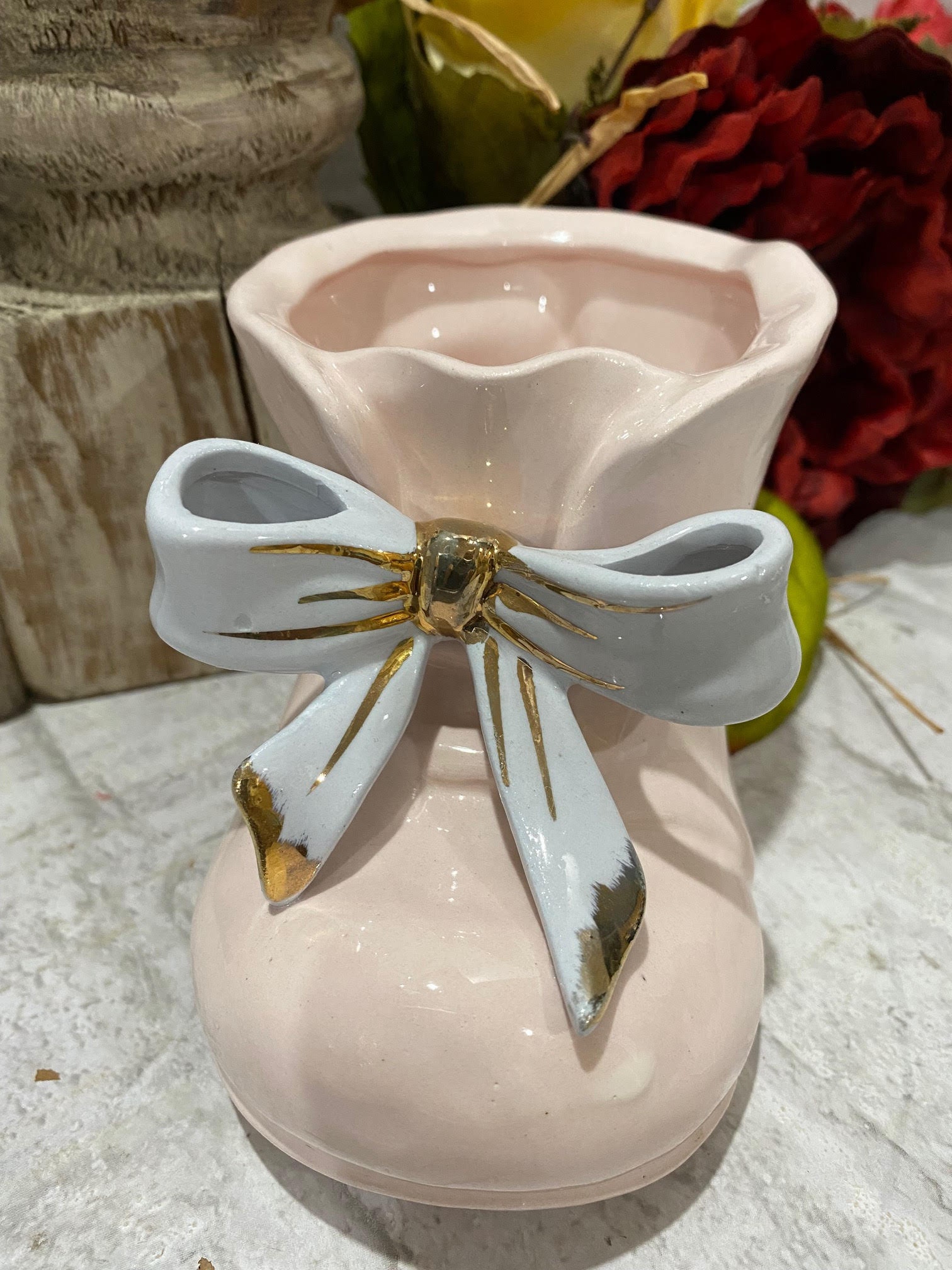 Pink and Blue Baby Bootie Planter by Napco Japan*il2284*heavy