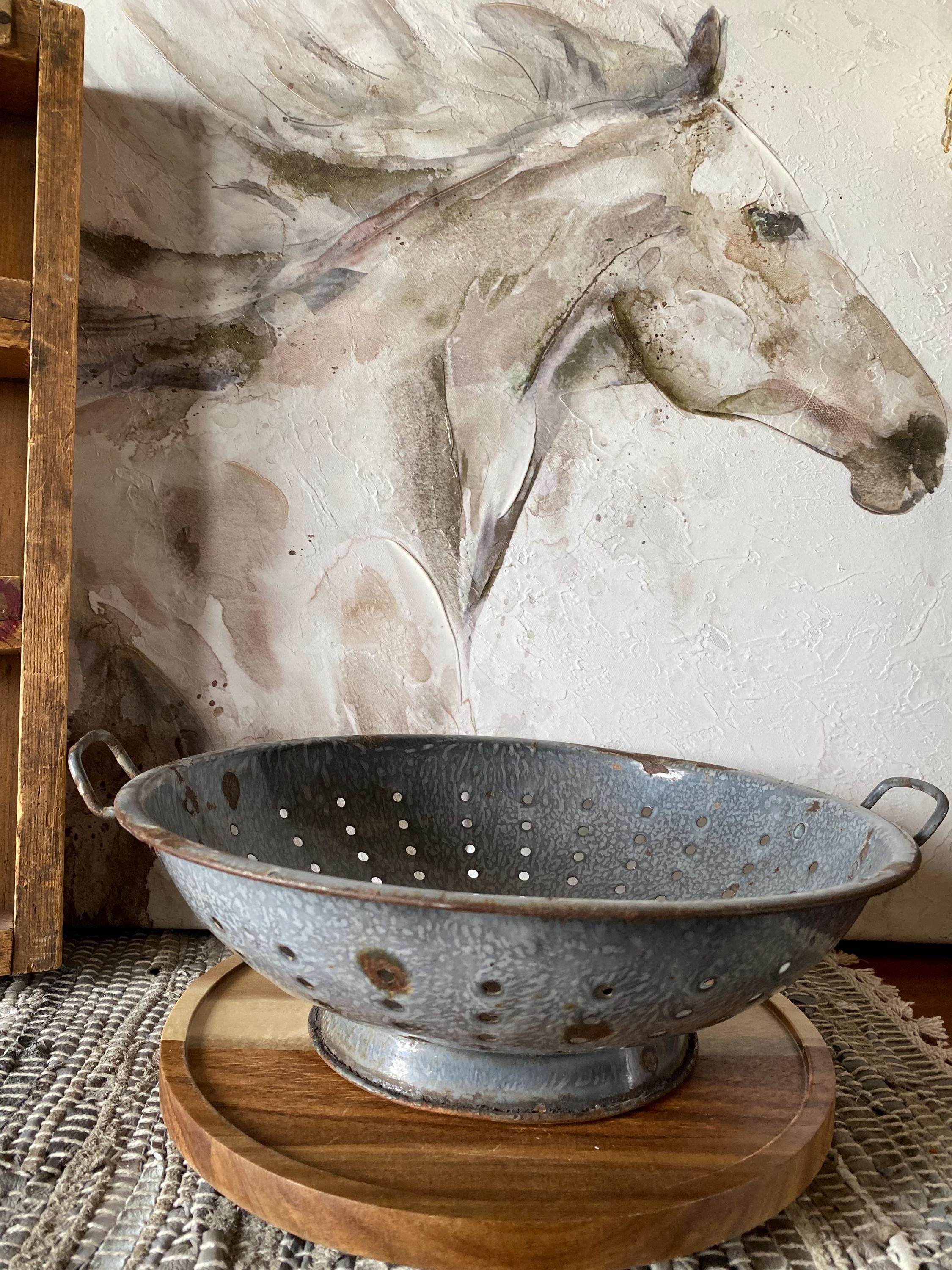 Primitive Antique Gray Enamel Colander*chippy*rusty*full of Character ...