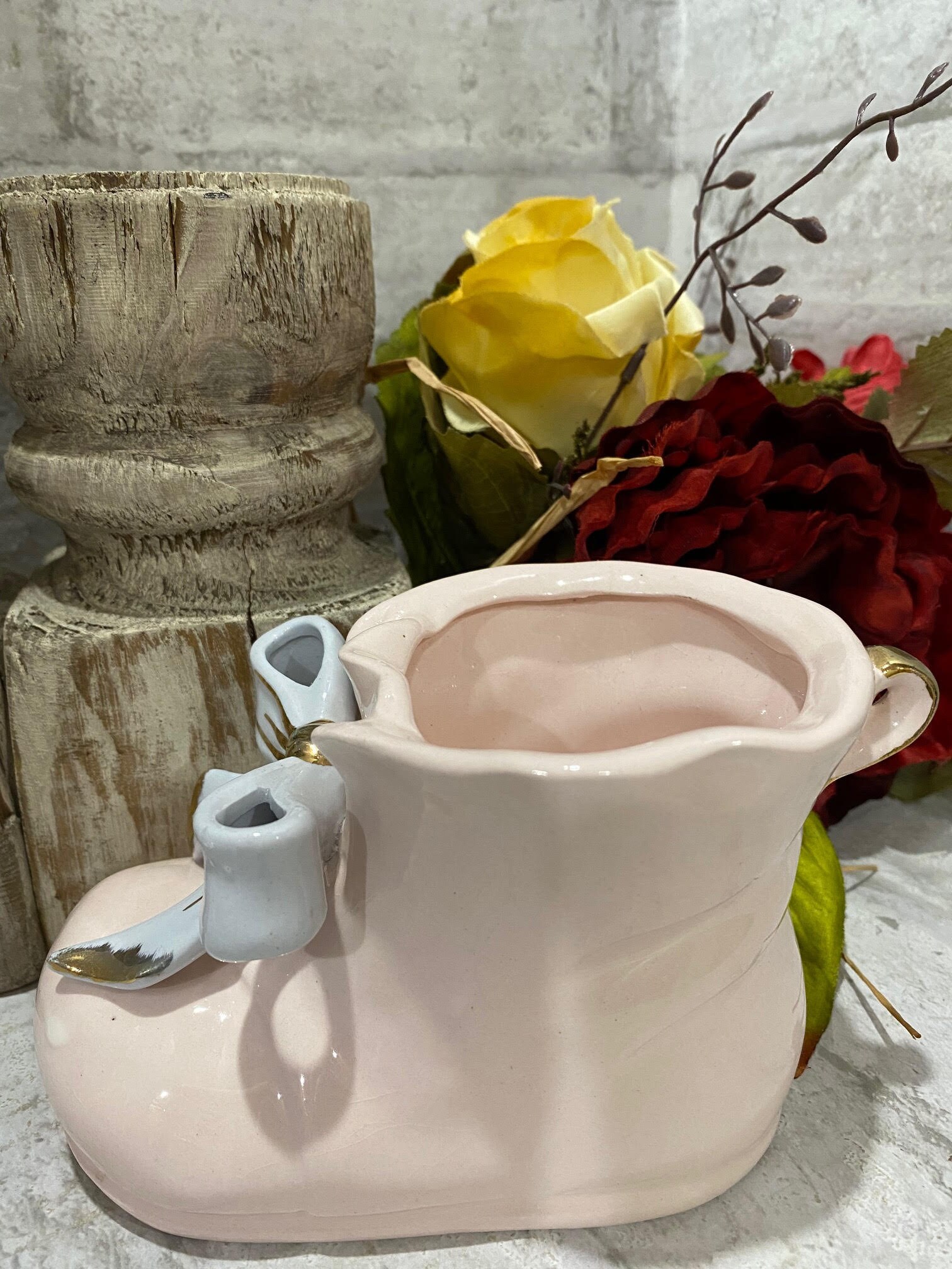 Pink and Blue Baby Bootie Planter by Napco Japan*il2284*heavy